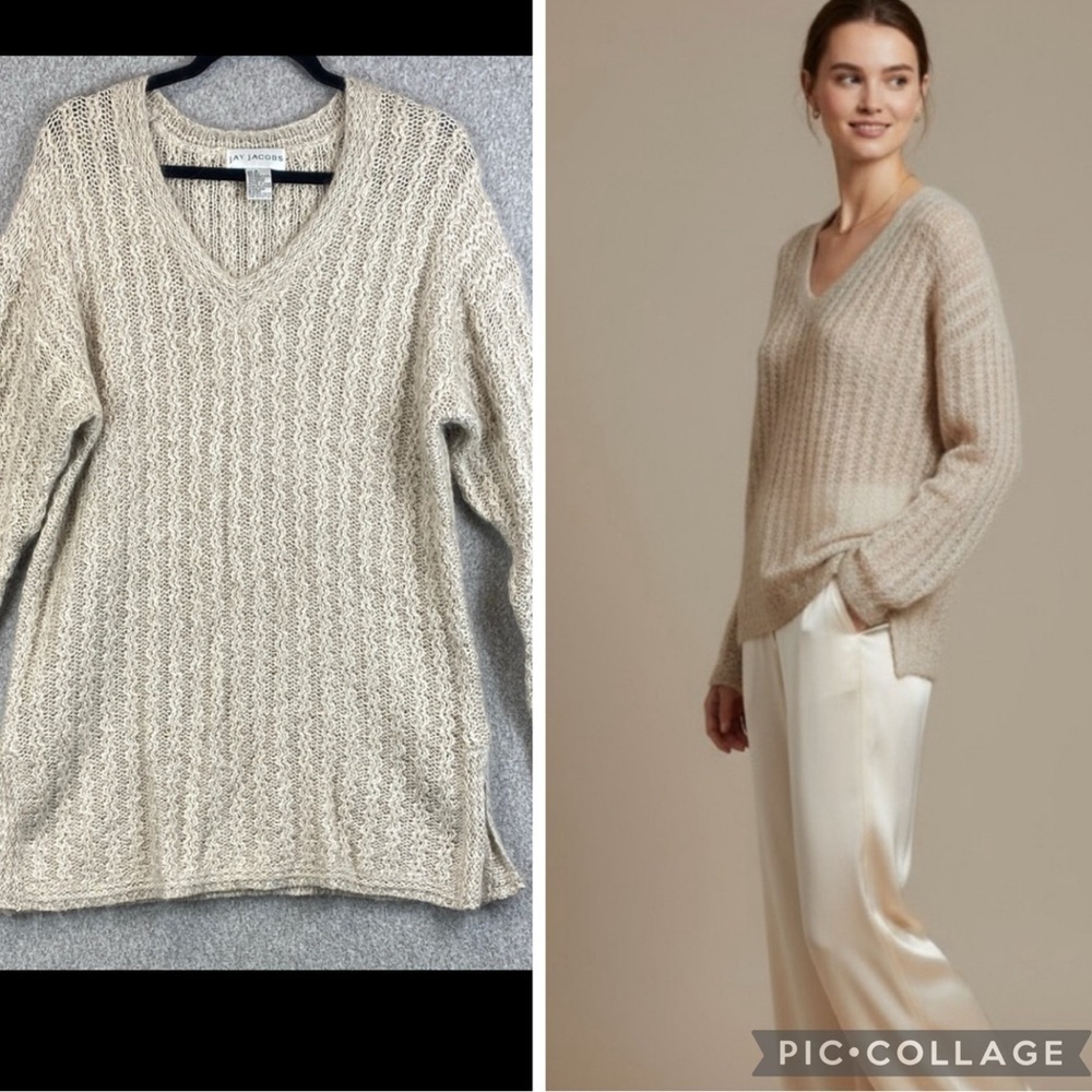 Vtg Jay Jacobs silk mohair tunic sweater M luxury Lagenlook elegant soft